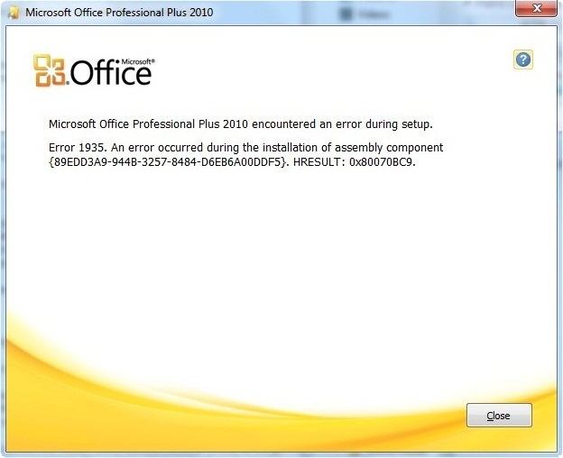 Image result for Office install error 1935